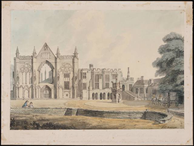 Newstead Abbey in Nottinghamshire by J.C. Barrow, 1793.