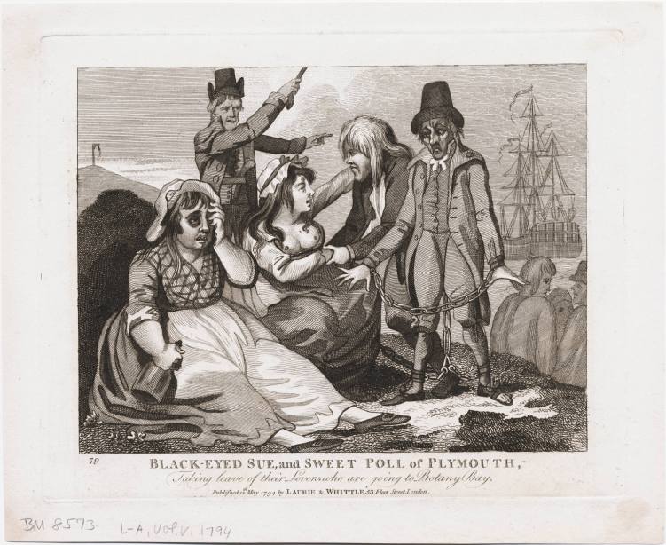 Black-eyed Sue and sweet Poll of Plymouth taking leave of their lovers who are going to Botany Bay
