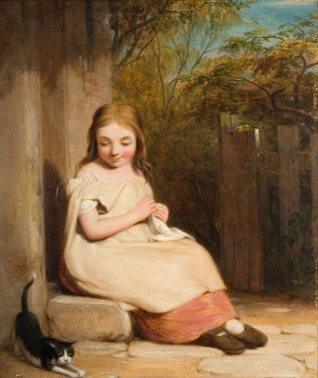 Young Girl with a Kitten by William Mulready (attributed to) (c) Wolverhampton Arts and Heritage