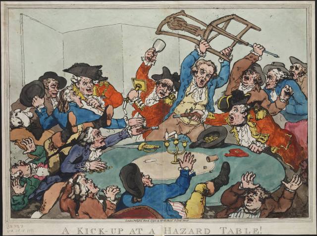A kick-up at a hazard table! Rowlandson. Courtesy of Lewis Walpole Library