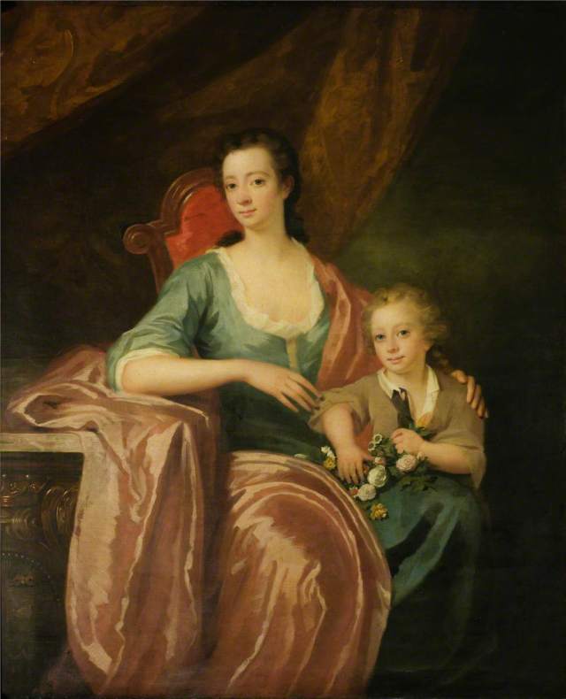 Lady Anne Gordon, 3rd Wife of the 2nd Earl of Aberdeen, with Her Son, Alexander, Lord Rockville; British (Scottish) School