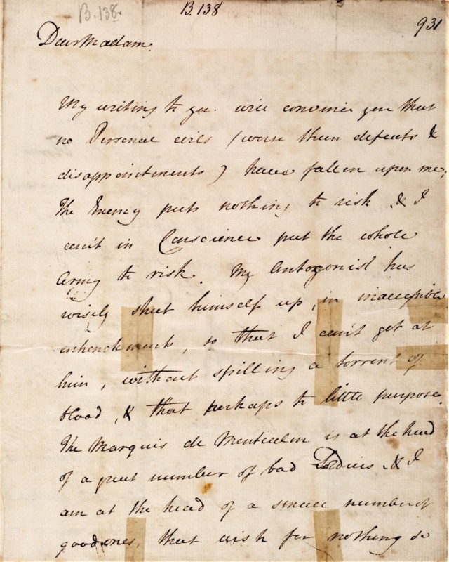 The three pages of Wolfe’s last letter to his mother Henrietta, written on “the banks of the St. Lawrence” at the siege of Quebec, from the archives of the Thomas Fisher Rare Books Library, University of Toronto