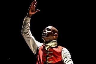 Paterson Joseph as Ignatius Sancho in his play Sancho: An Act of Remembrance.