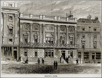 White's Club. Illustration from Old and New London by Edward Walford (Cassell, c 1880).