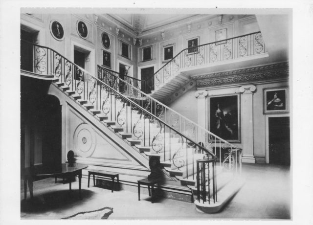 Image courtesy of Crofton Hall estate. Just behind the stairs can be seen the portrait of Lady Brisco